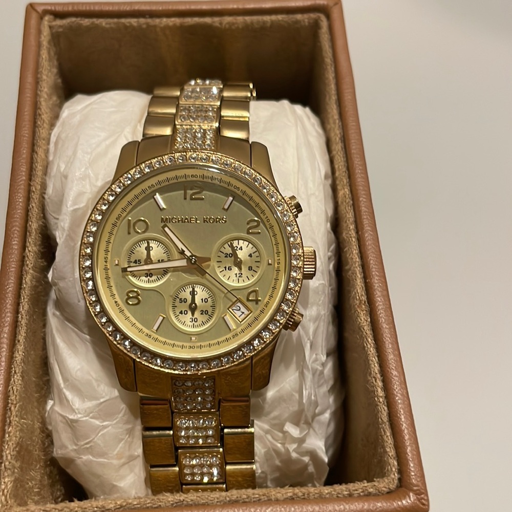 Michael Kors Ritz Pave Gold-tone watch 37mm